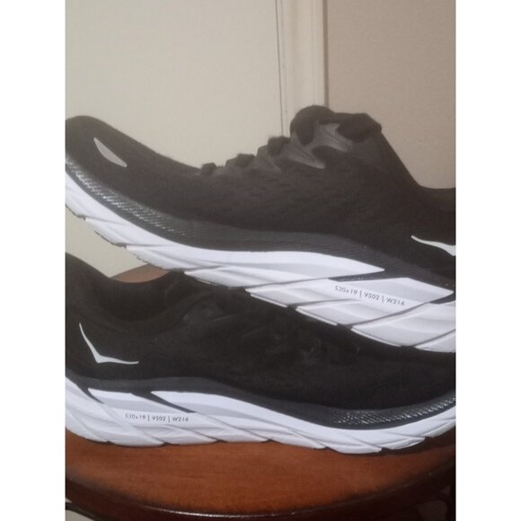 Hoka One One Clifton 8 Womens Size 7.5B 1119394 BWHT Black White Shoes - Picture 10 of 13